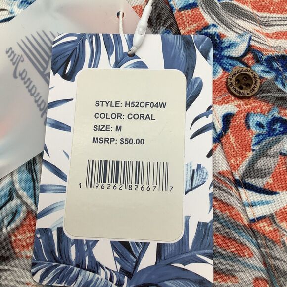 Havana Jim Mens Coral Rayon Short Sleeve Button Up Shirt‎ Size Medium NWT - Picture 7 of 8